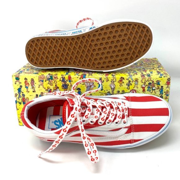 💖MEGA SALE💖VANS & Where's Waldo Old Skool Canvas Red White Men's VN0A3WKT3UV - Picture 6 of 10